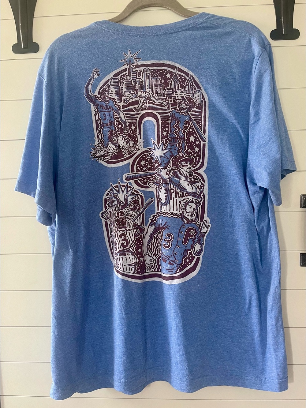 Phillies Harper #3 Blue Short-Sleeve Unisex T-Shirt 2XL XXL Wearable Art Phila